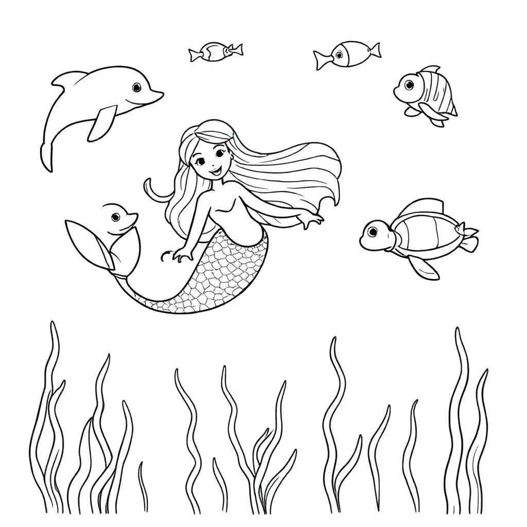 zeemeerminnen coloring page for children