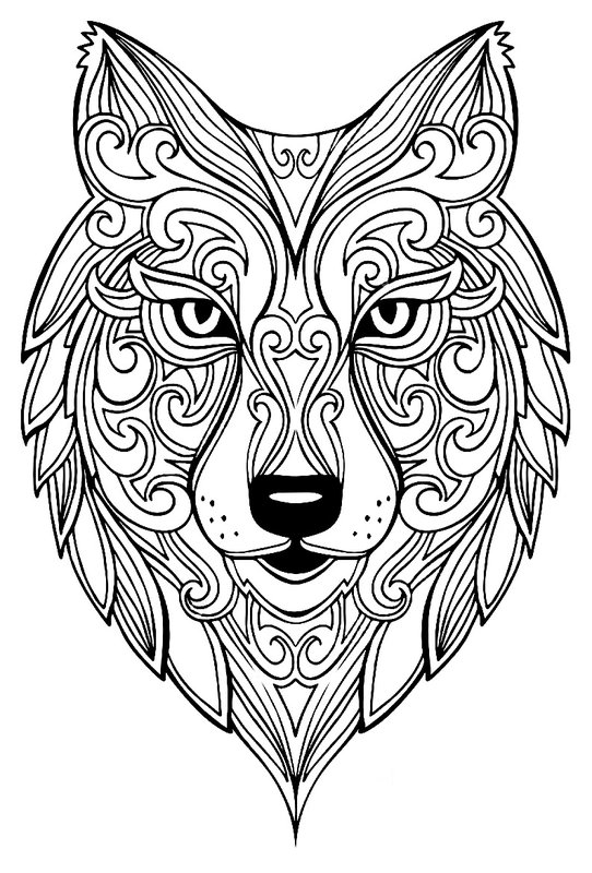 Zentangle Wolven Hoofd Volwassenen coloring page for children