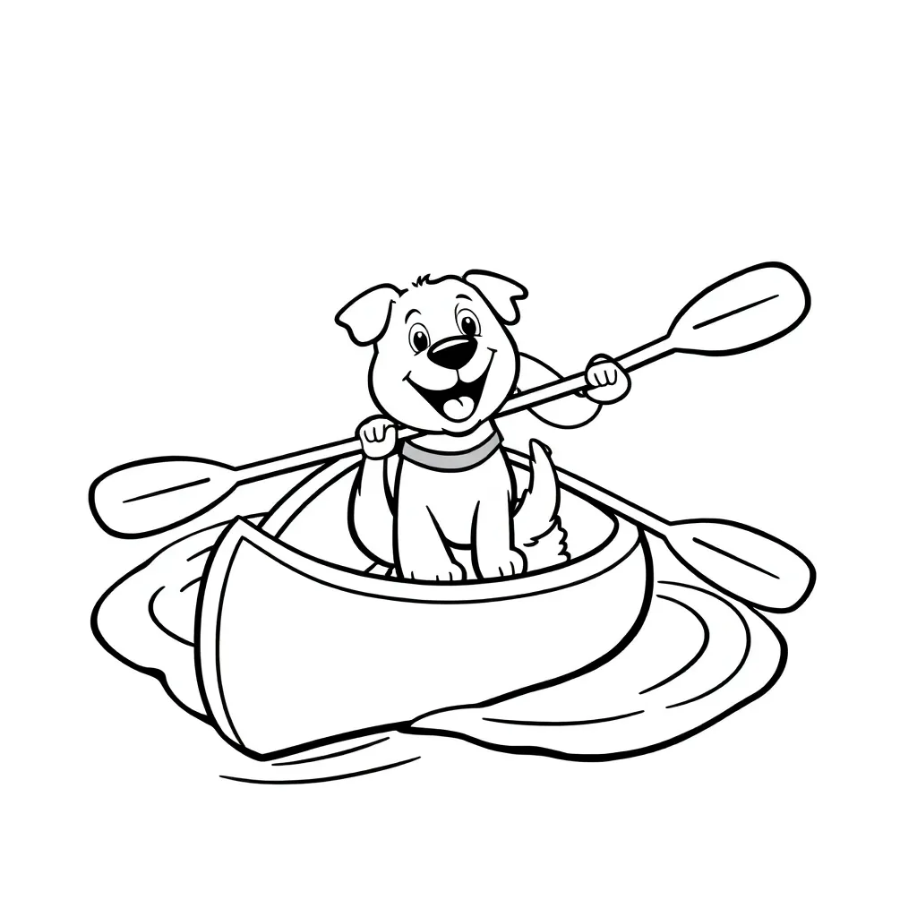 Feuille de coloriage gratuite Bateau d'été Chien à pagaie Aventure Feuille de coloriage pour enfants