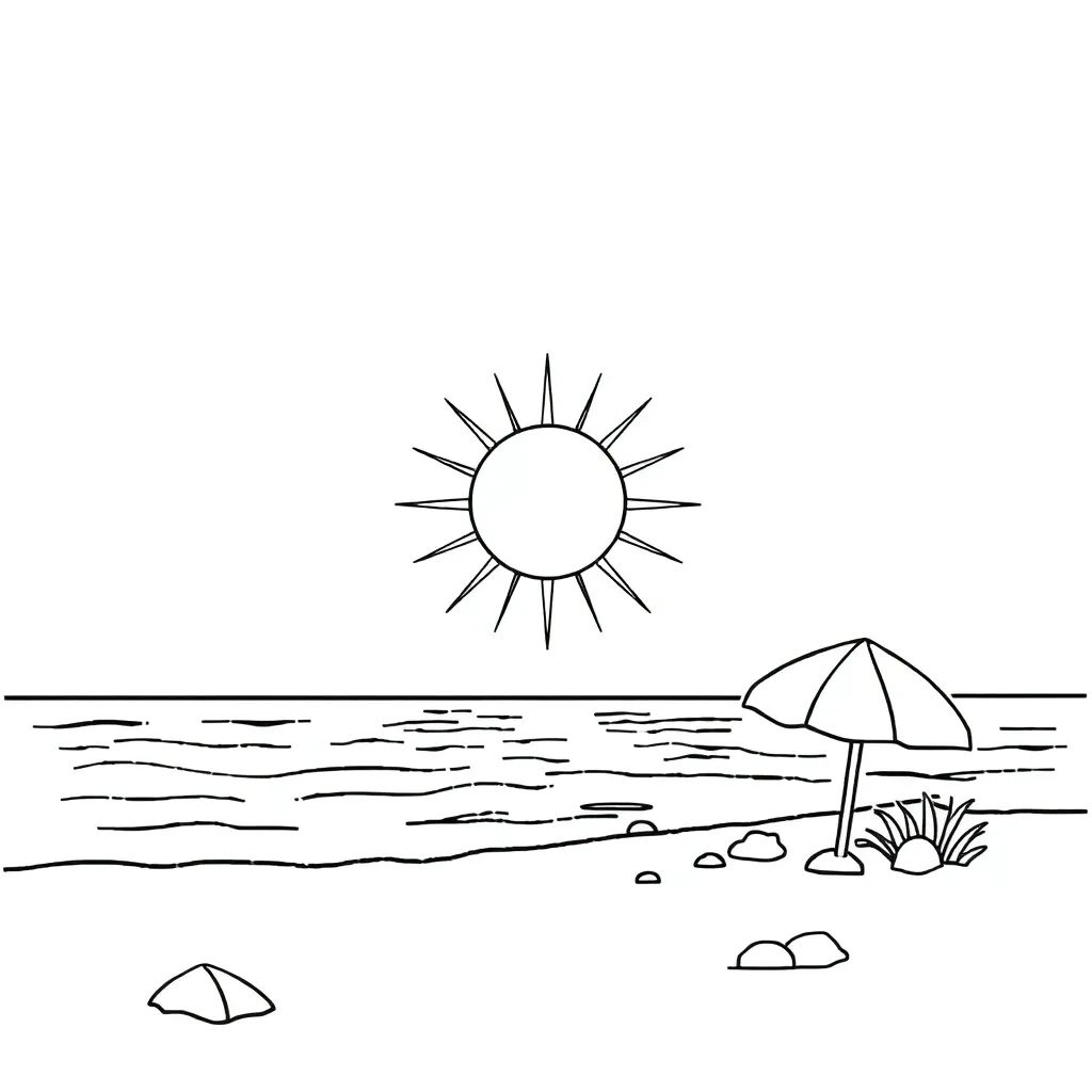 Zomer Strand Vakantie Zon Zee coloring page for children