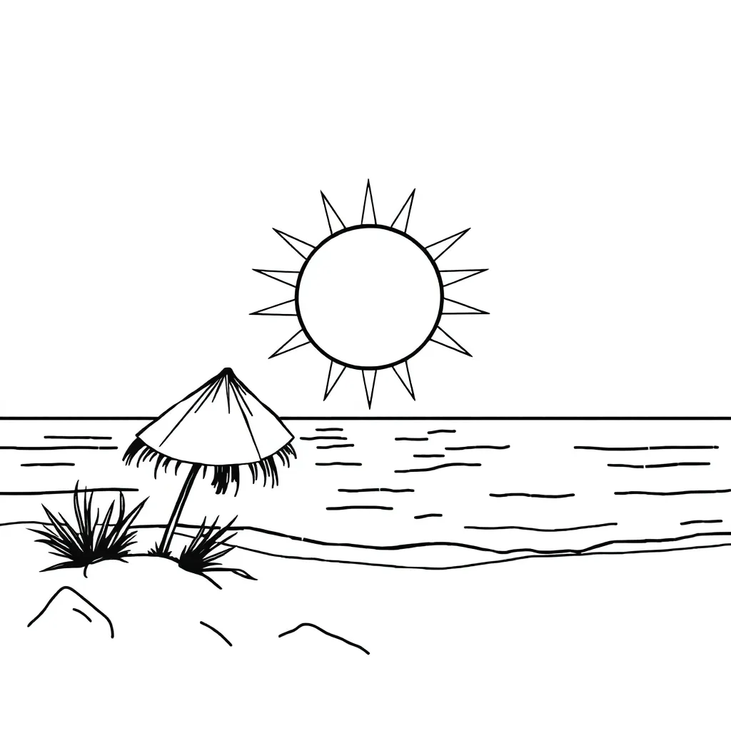 Zomer Strand Vakantie Zon Zee coloring page for children