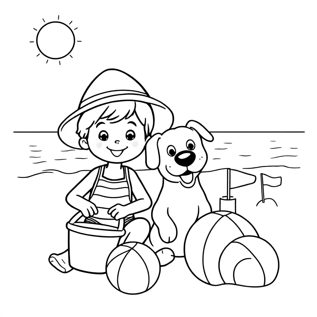 Zomervakantie coloring page for children