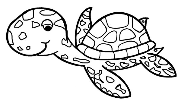Feuille de coloriage Tortue animée nageant