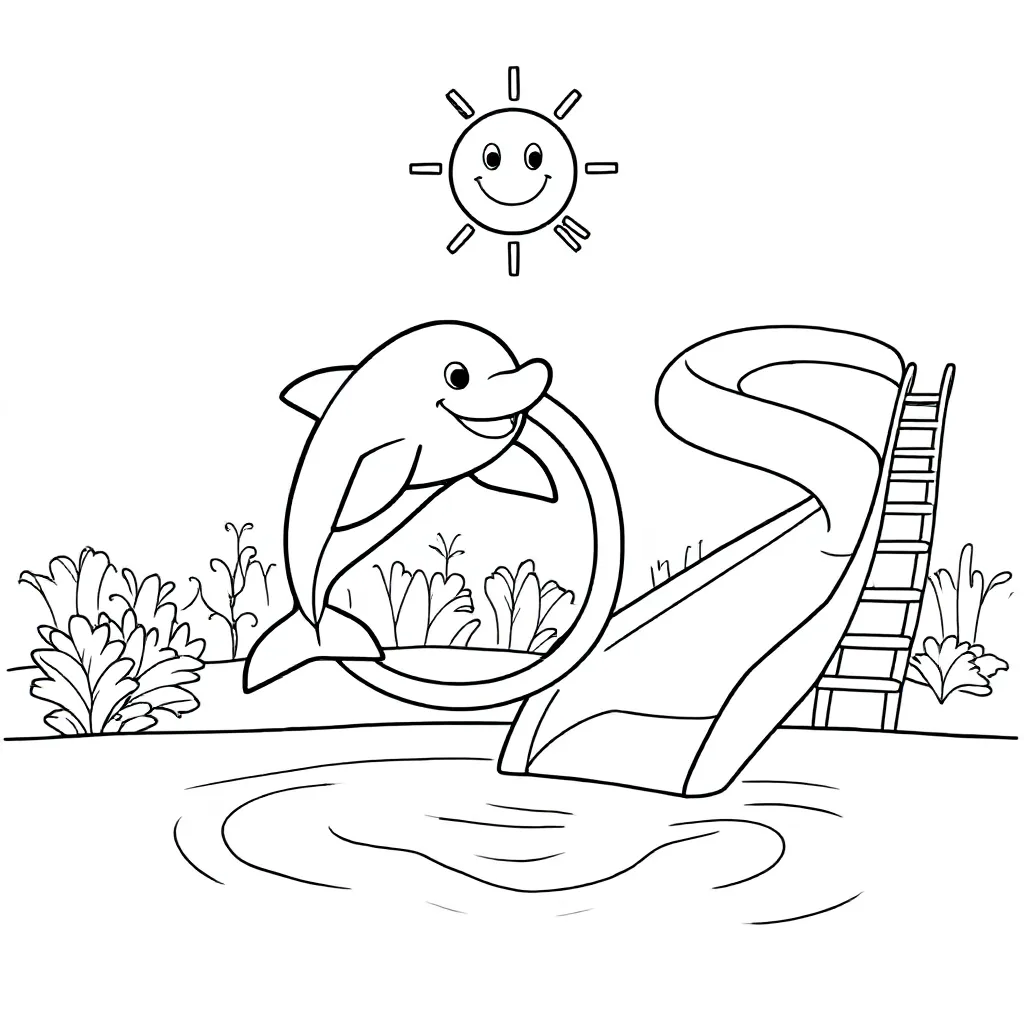 Zwempark coloring page for children