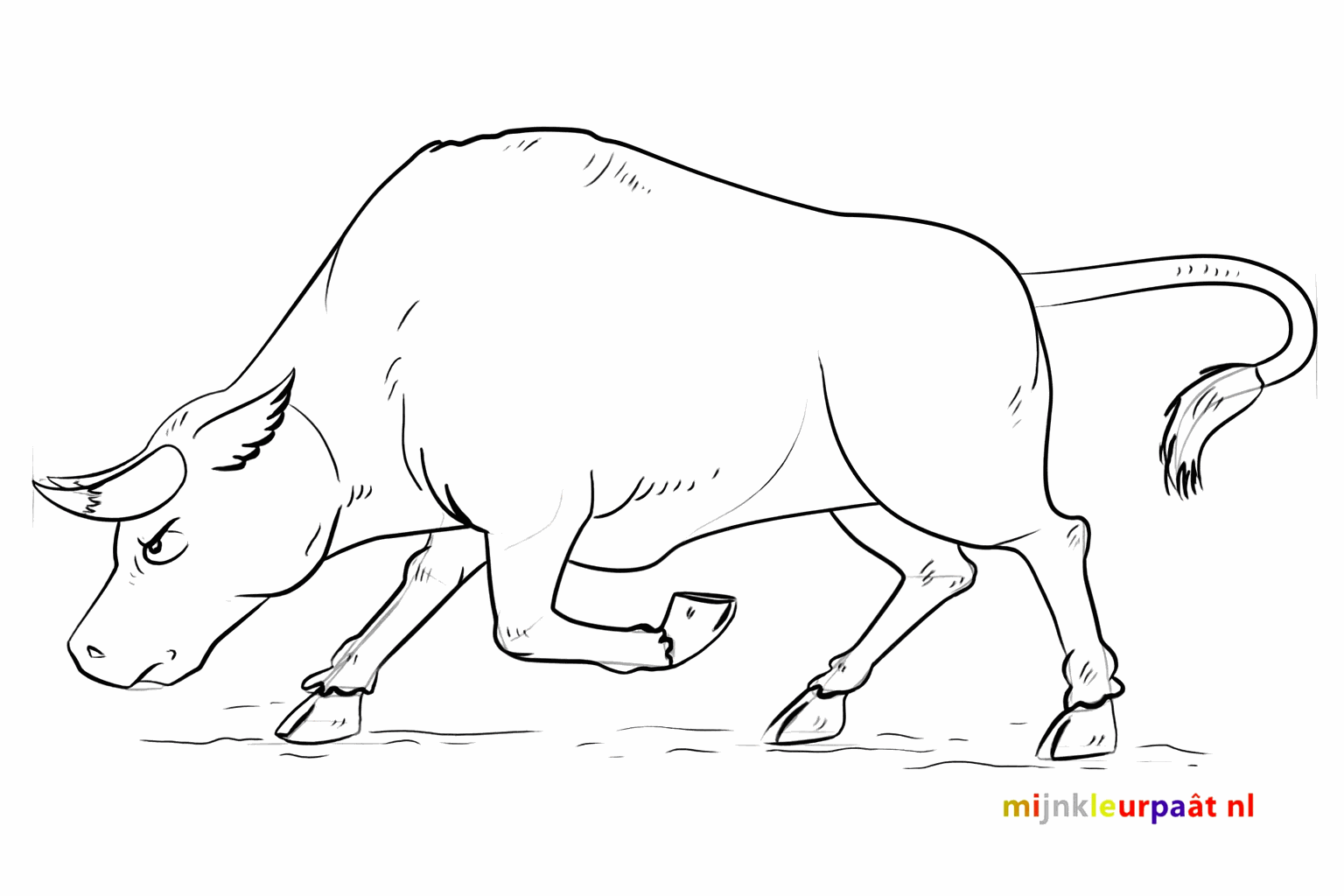 Verfijnde lijnen die de sterke vorm van de stier benadrukken.