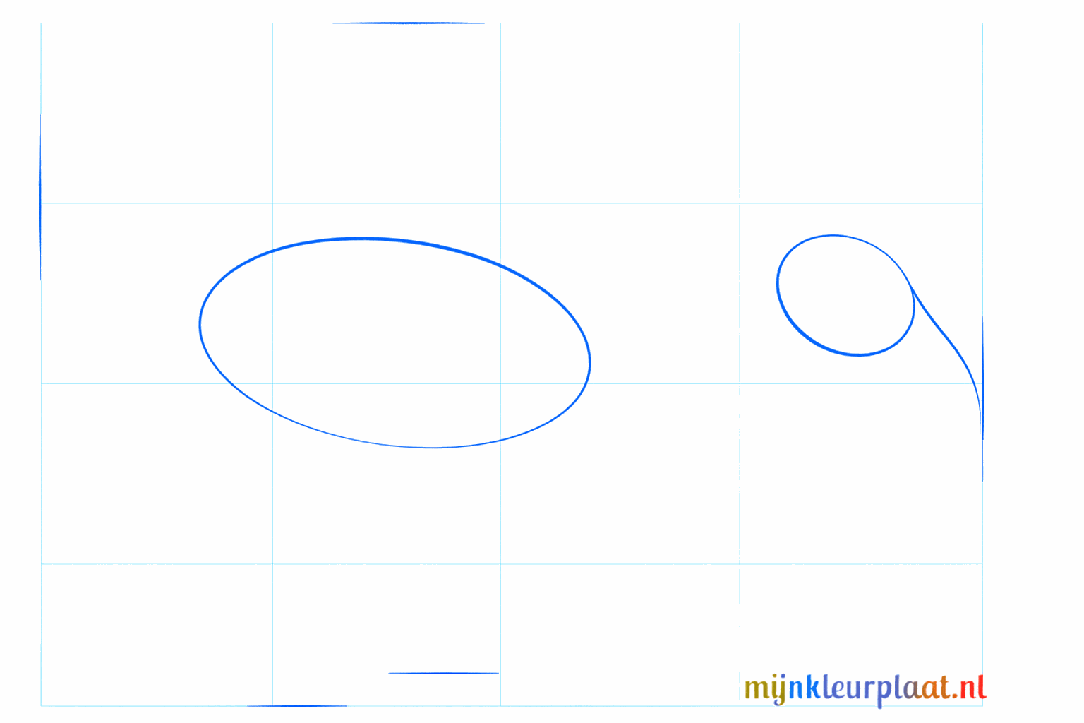 Teken twee ovalen voor de kop en het lichaam van de dinosaurus.