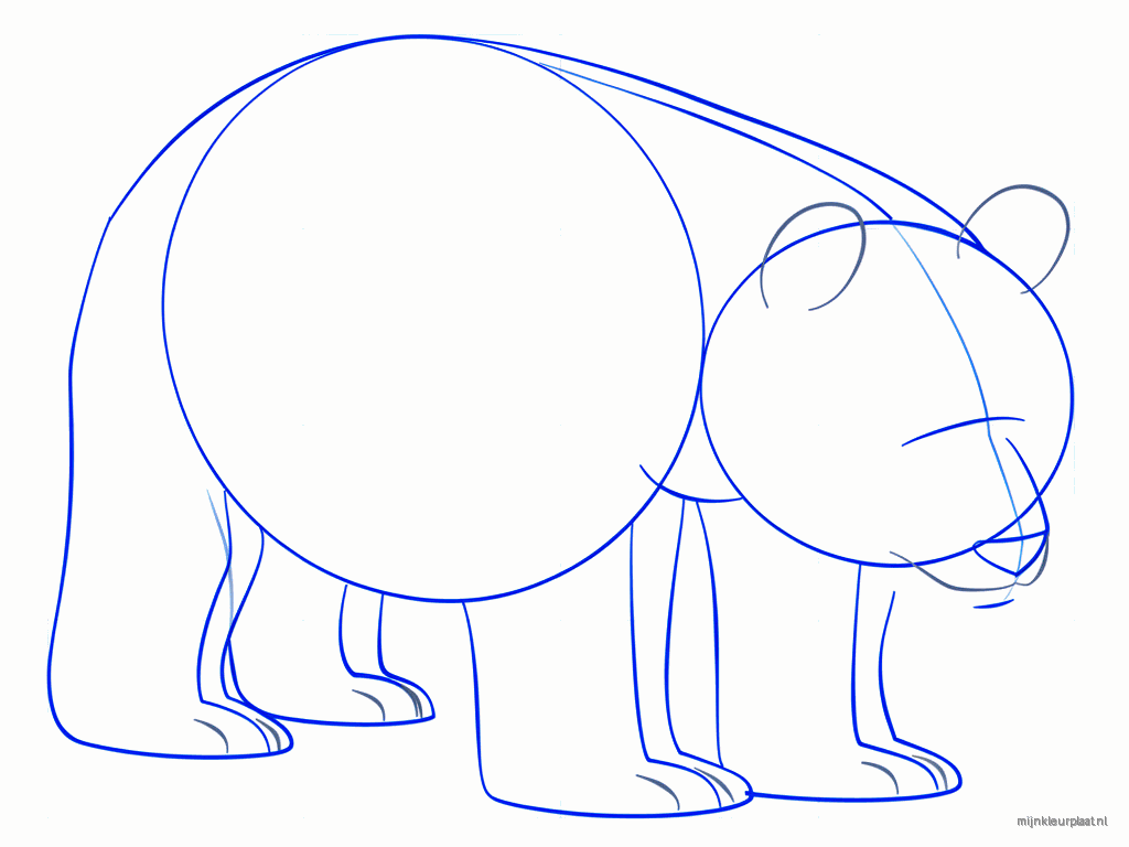 A small triangle for the nose and two lines downwards for the mouth.