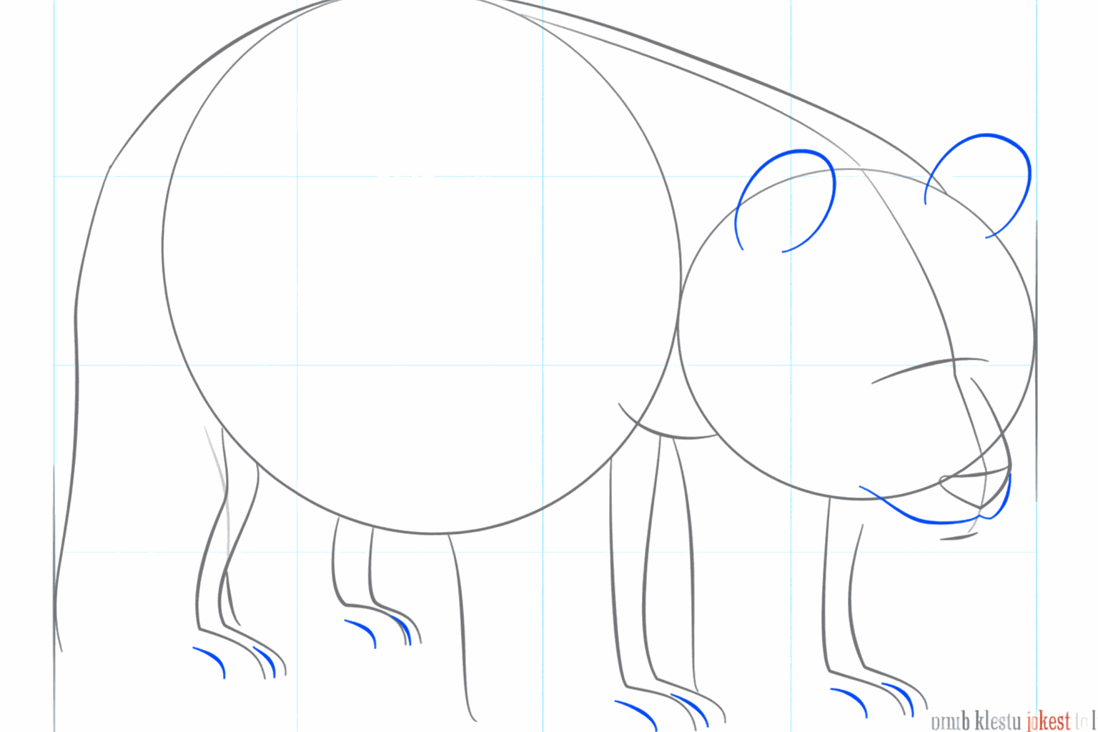 Thick shapes for the giant panda's legs.