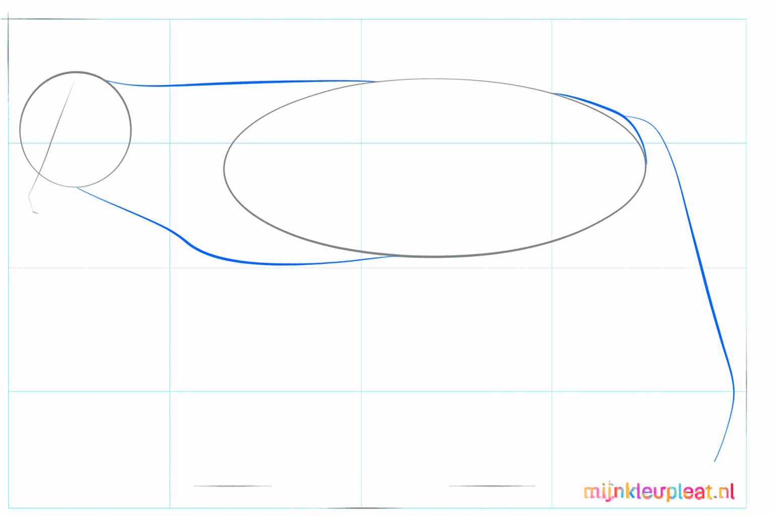Hulplijnen voor de nek en een lange lijn voor de staart van de jakhals.