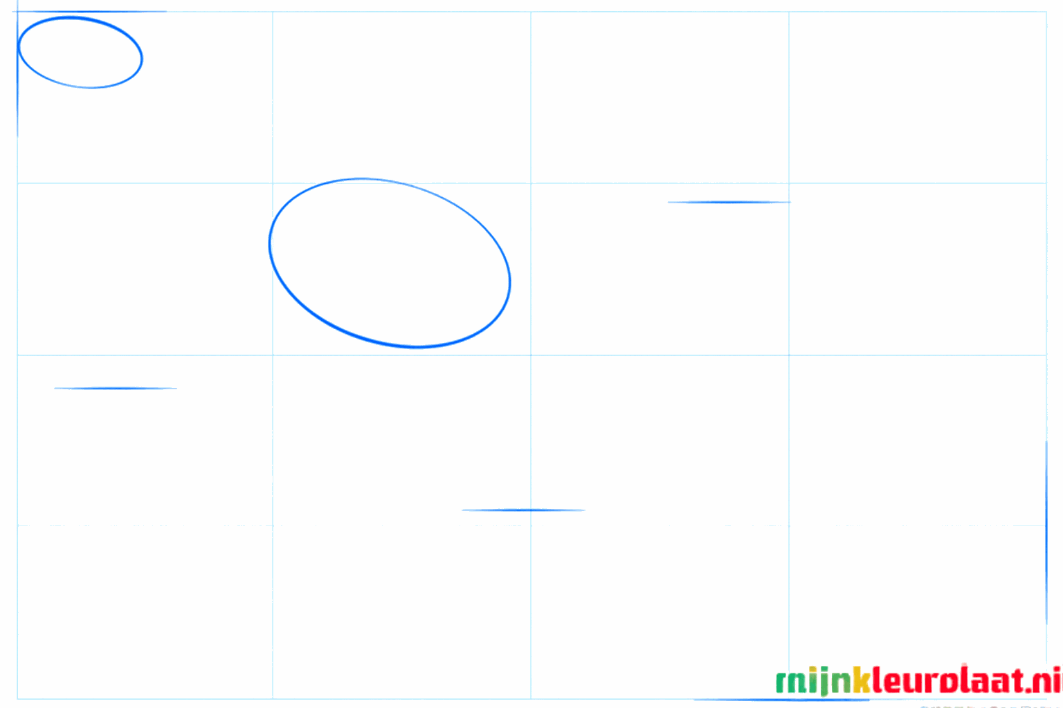 Basisvormen van een leguaan: een kleine cirkel en een grote ovaal.