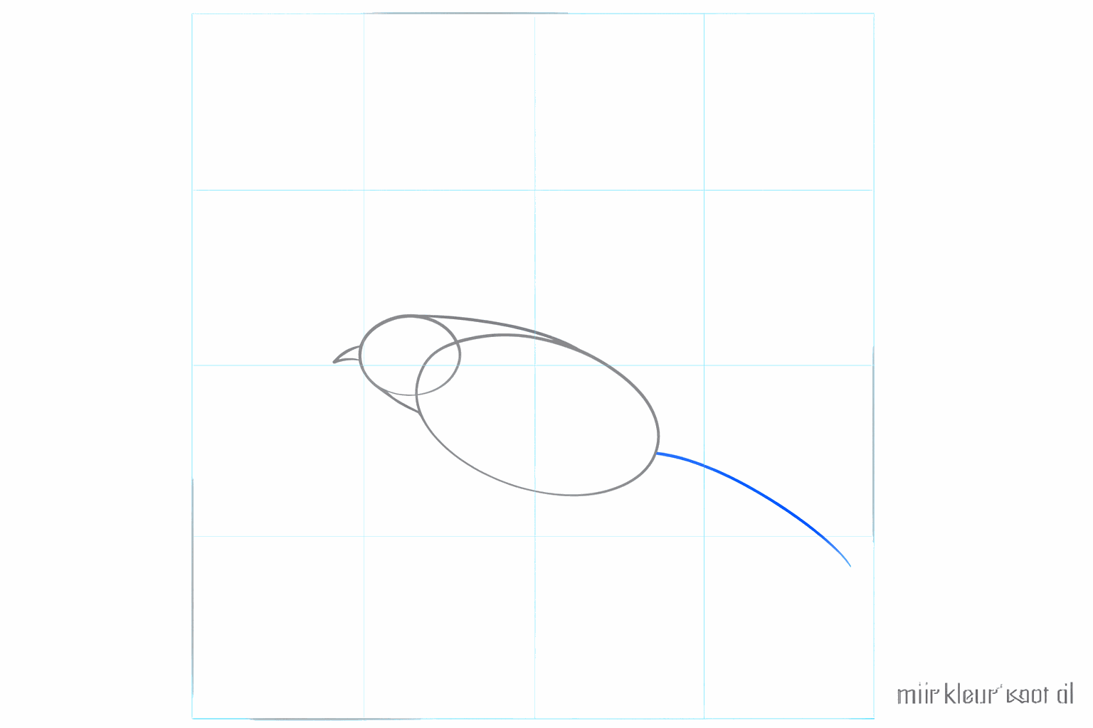 Guide lines for the beak and the neck of the bird.
