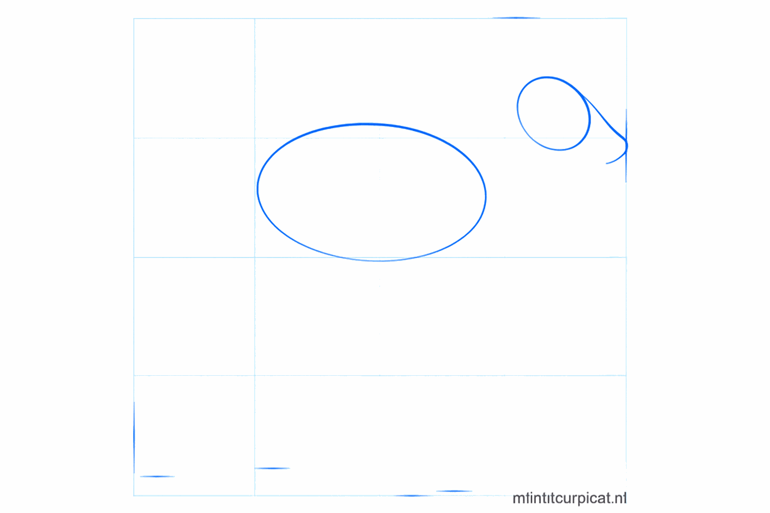 Basisvormen van een hertje met een cirkel voor de kop en een ovaal voor het lichaam.