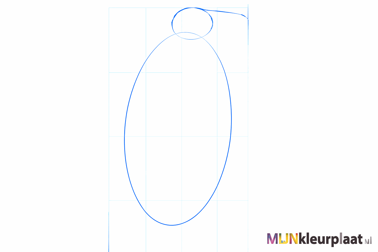 Basic shapes of a penguin: a small circle above a large oval.