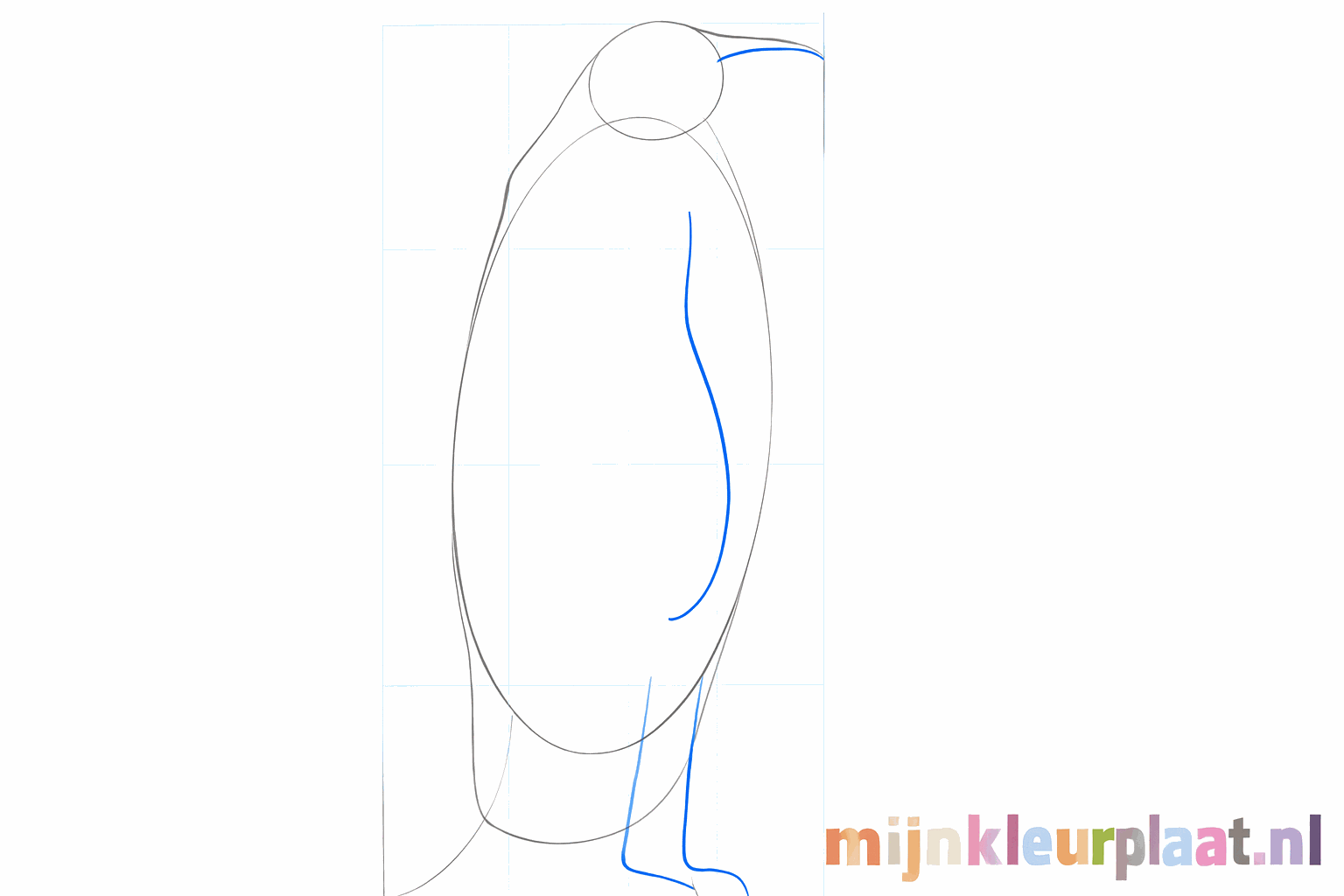 The outline of the penguin body with a small stroke for the tail.