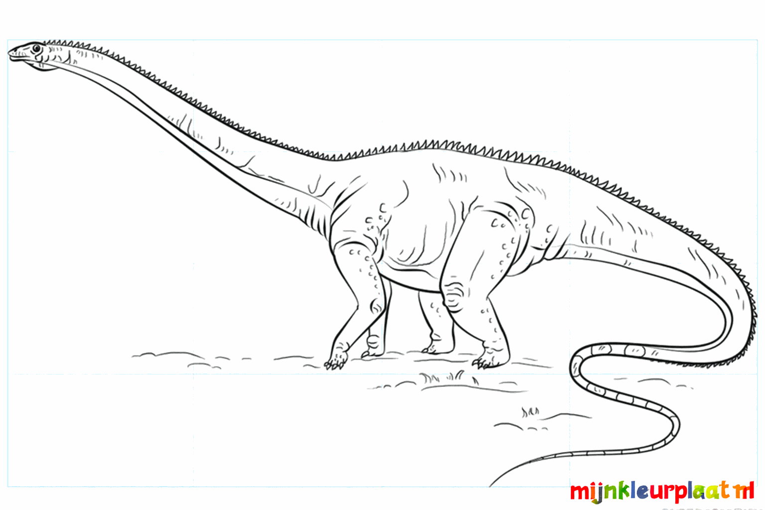 De afgemaakte Diplodocus tekening met een getekende ondergrond.