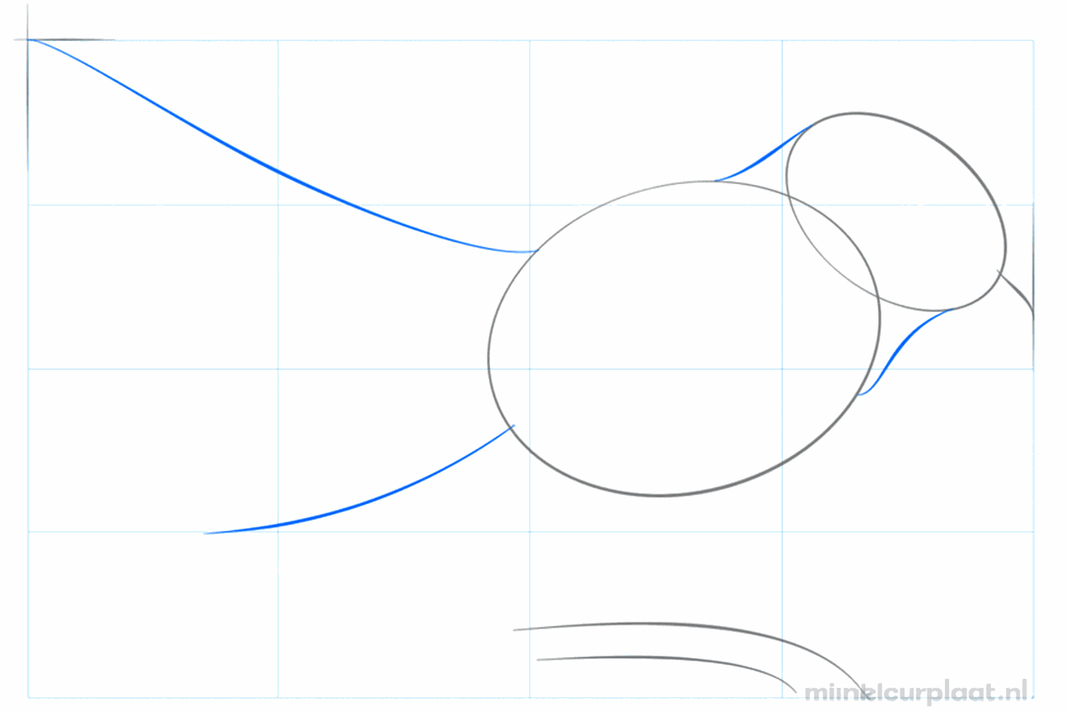 The bird's neck and a branch are added to the sketch.