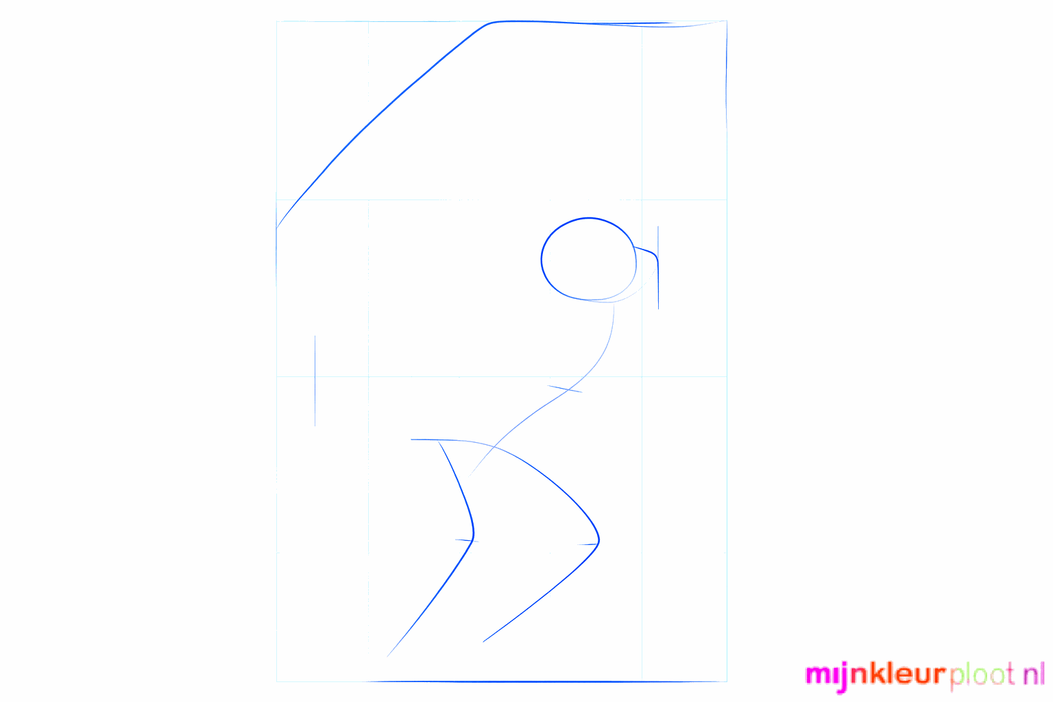 Teken een cirkel voor de kop van de slingeraap en een horizontale lijn voor de tak.