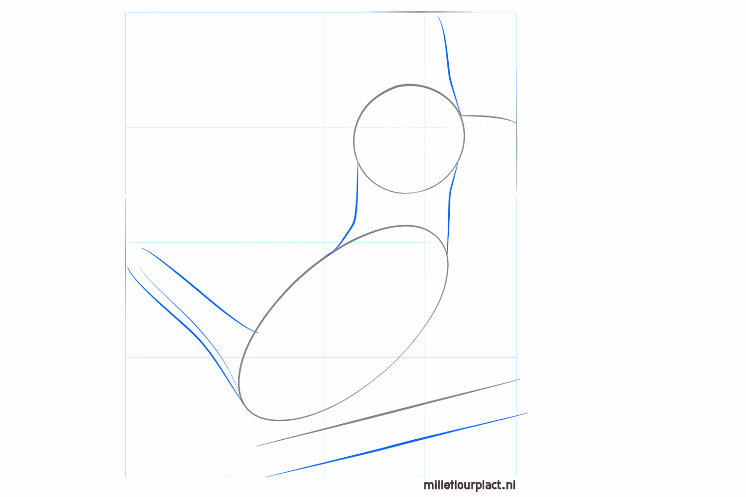 Connect the head and the body of the kingfisher with guide lines for the neck.