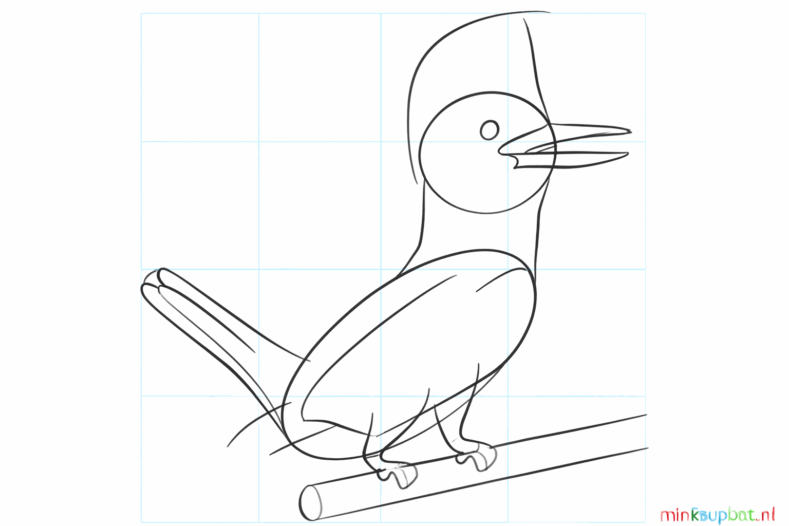 Shaping the tail and drawing an eye in the circle of the head.