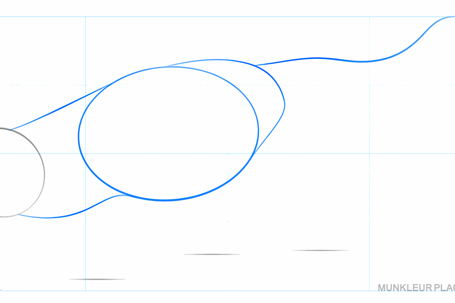 Hulplijnen voor de nek en een lange gebogen lijn voor de staart van de rode panda.