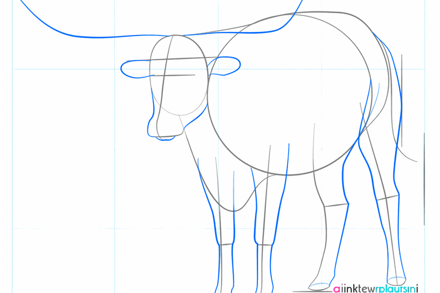 Details van de snuit en cirkeltjes voor de gewrichten in de poten.