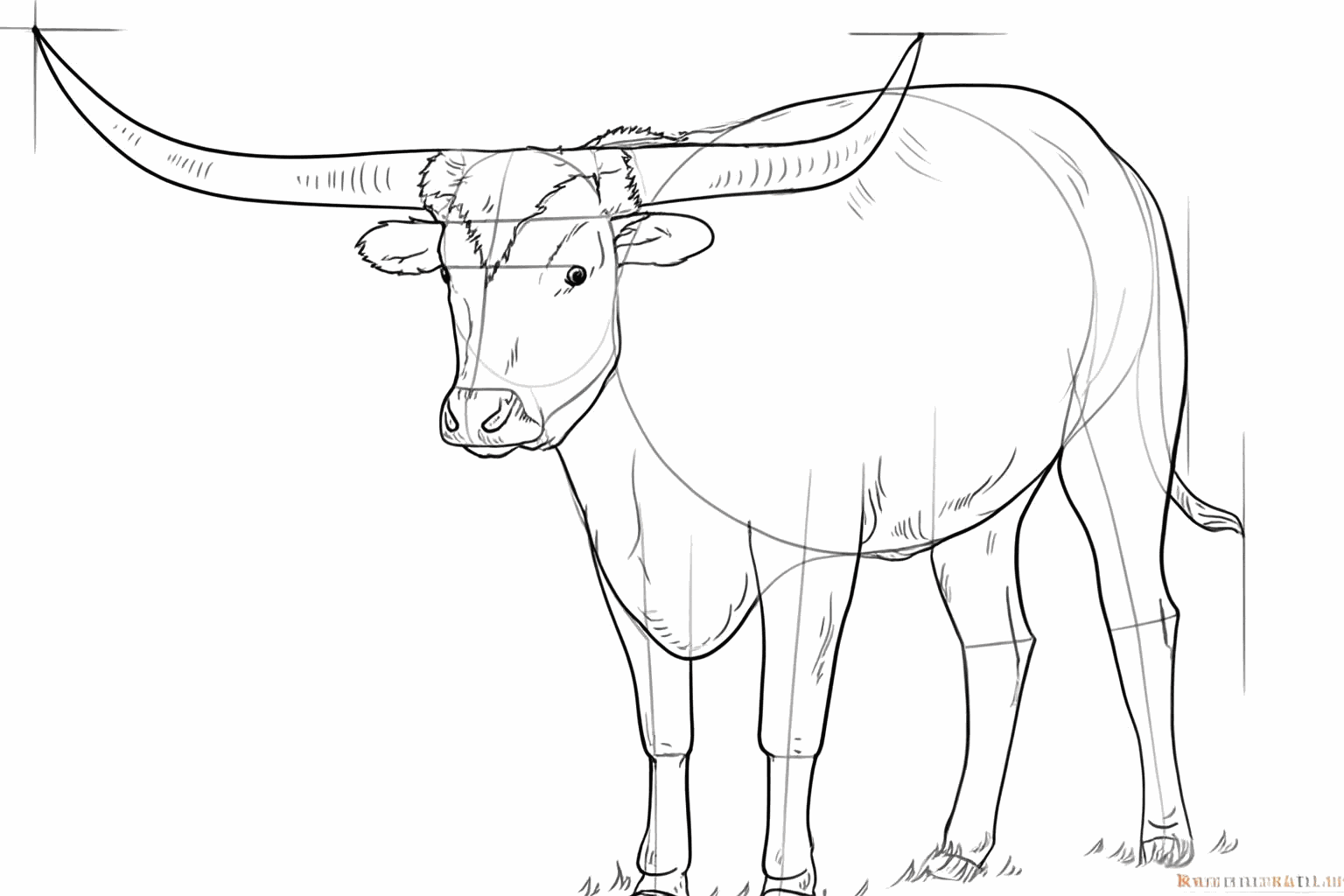 De hoorns worden dikker gemaakt en het gezicht krijgt details.