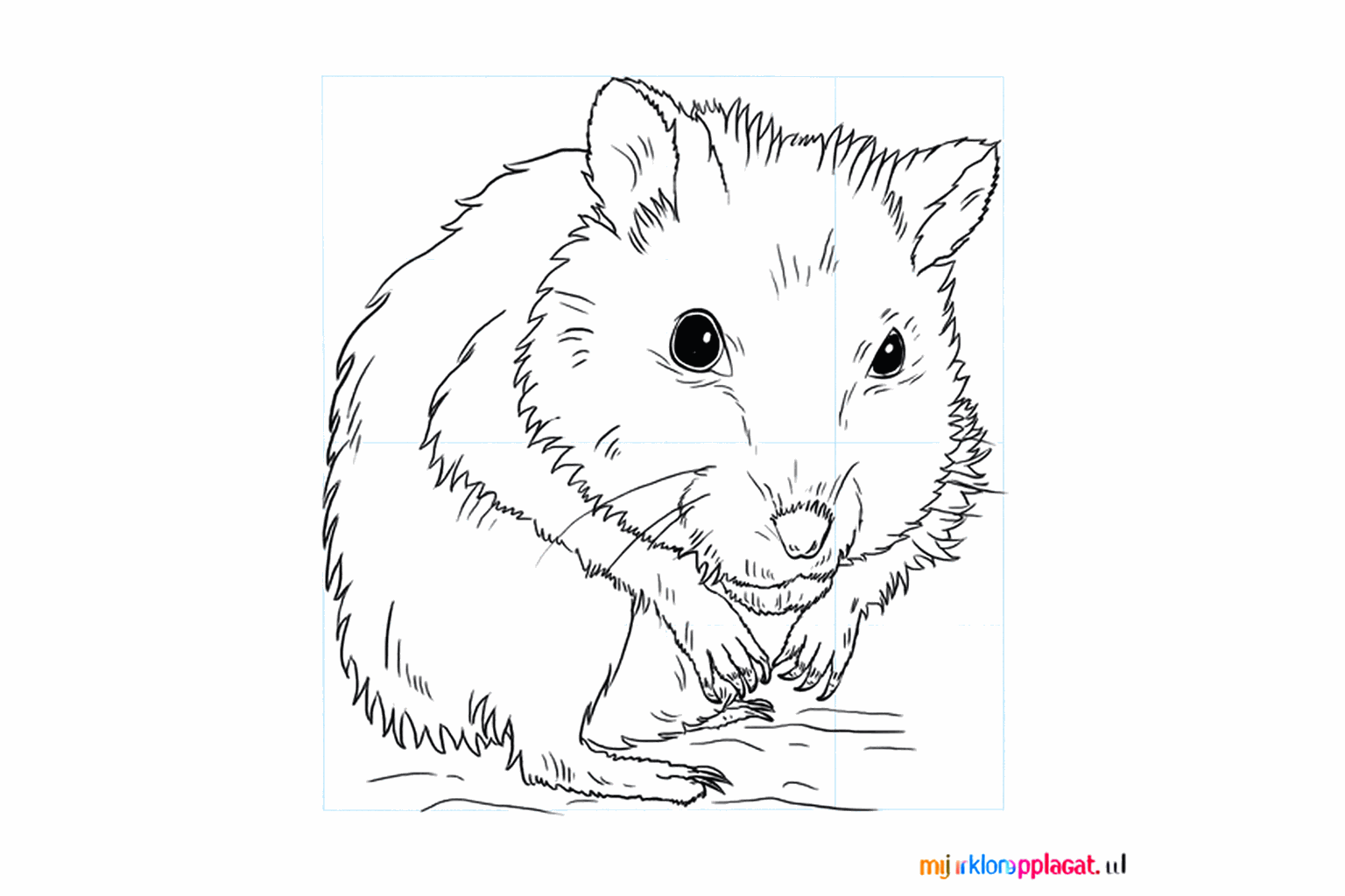 De voltooide tekening van een hamster zonder hulplijnen.