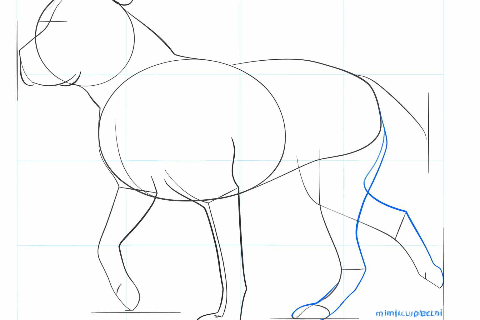 Vormen voor de snuit en de oren op de kop van de hond.