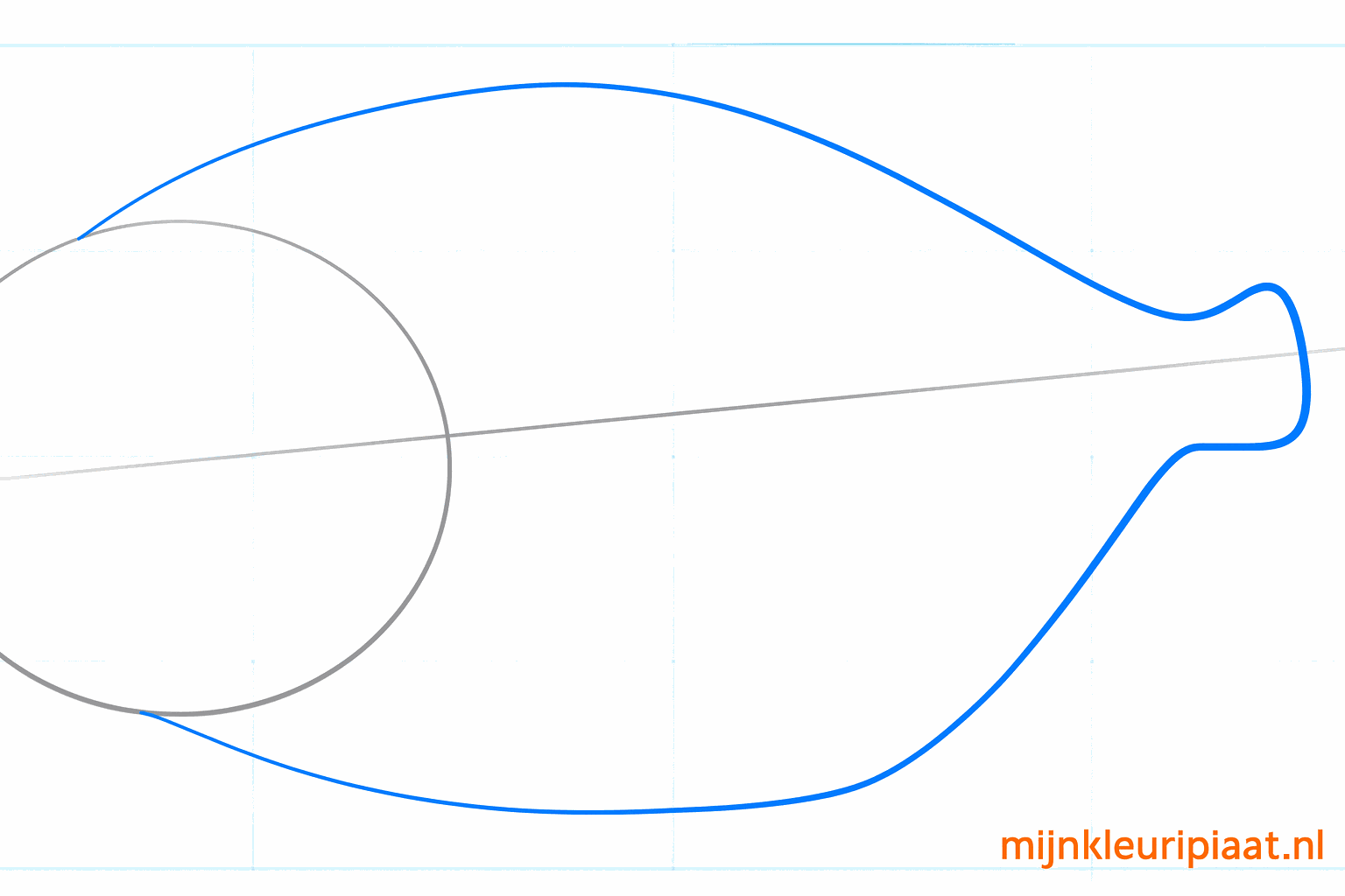 De omtrek van het piranha-lichaam verbonden aan de ovaal.