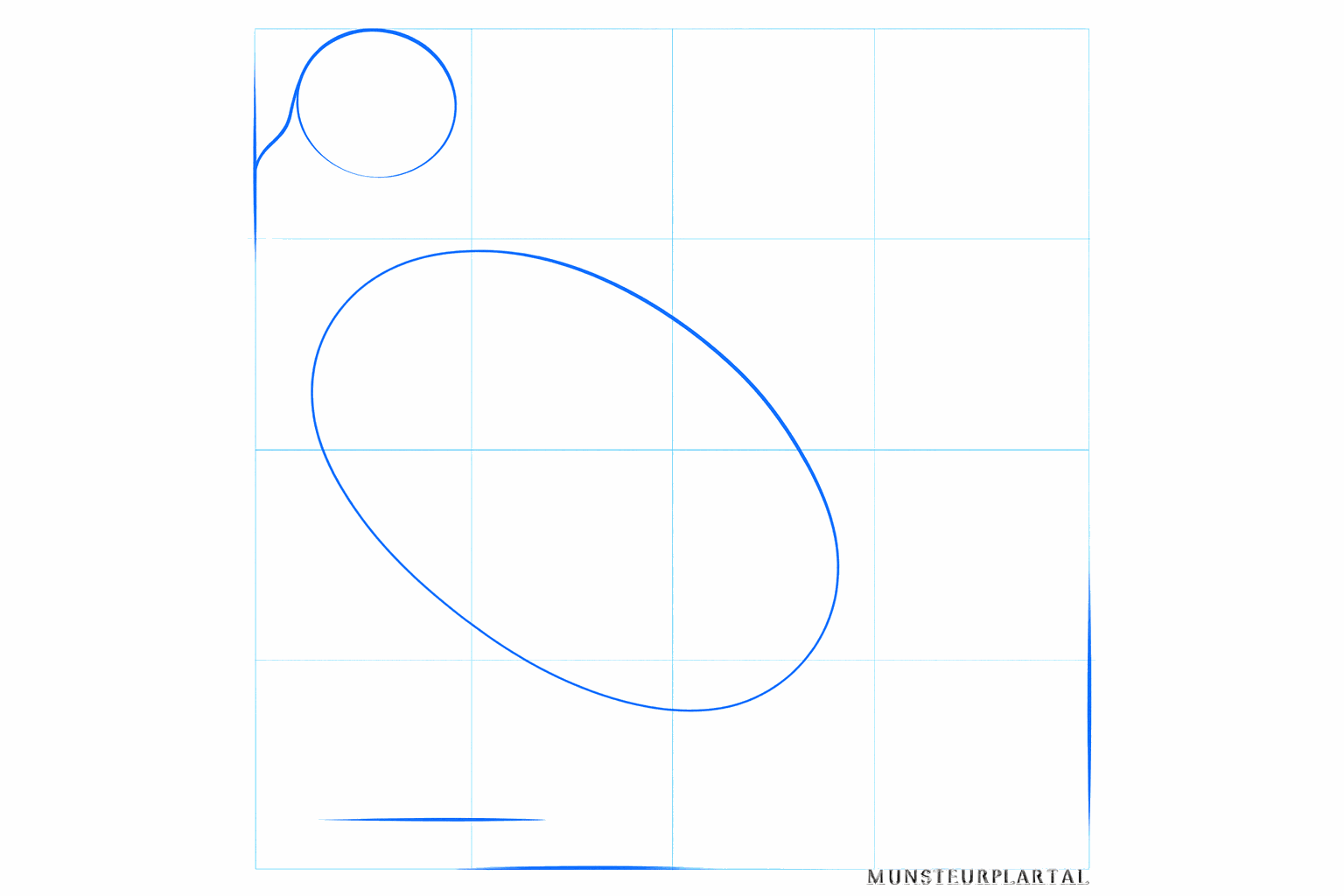 Basic shapes of a pigeon: a small circle and a large oval.