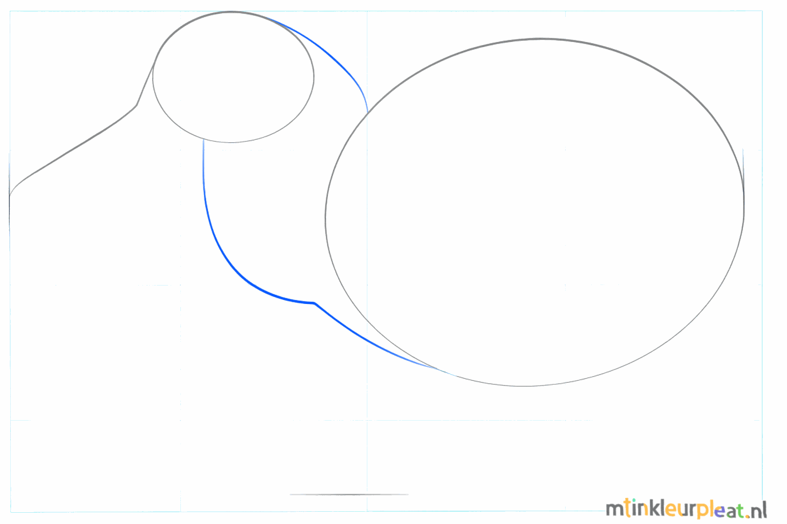 Kiwi bird drawing lesson step 2: Drawing the neck by connecting the head and the body.