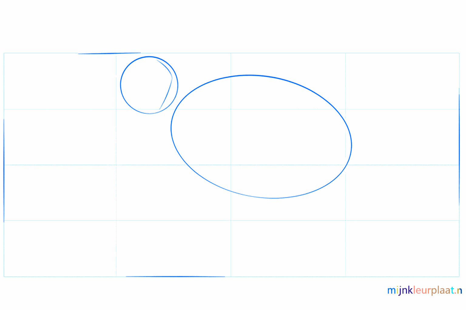 Basisvormen van een walrus: een kleine cirkel en een grote ovaal.