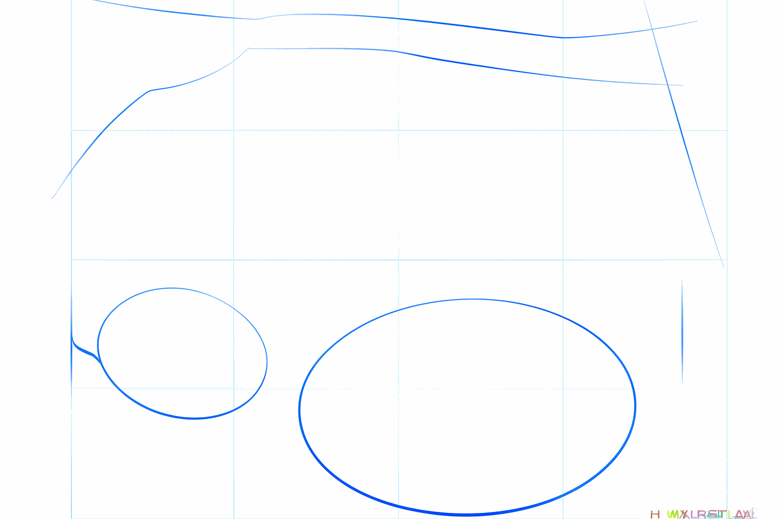Basisvormen van een luiaard met een cirkel voor de kop, een ovaal voor het lijf en een lijn voor de tak.