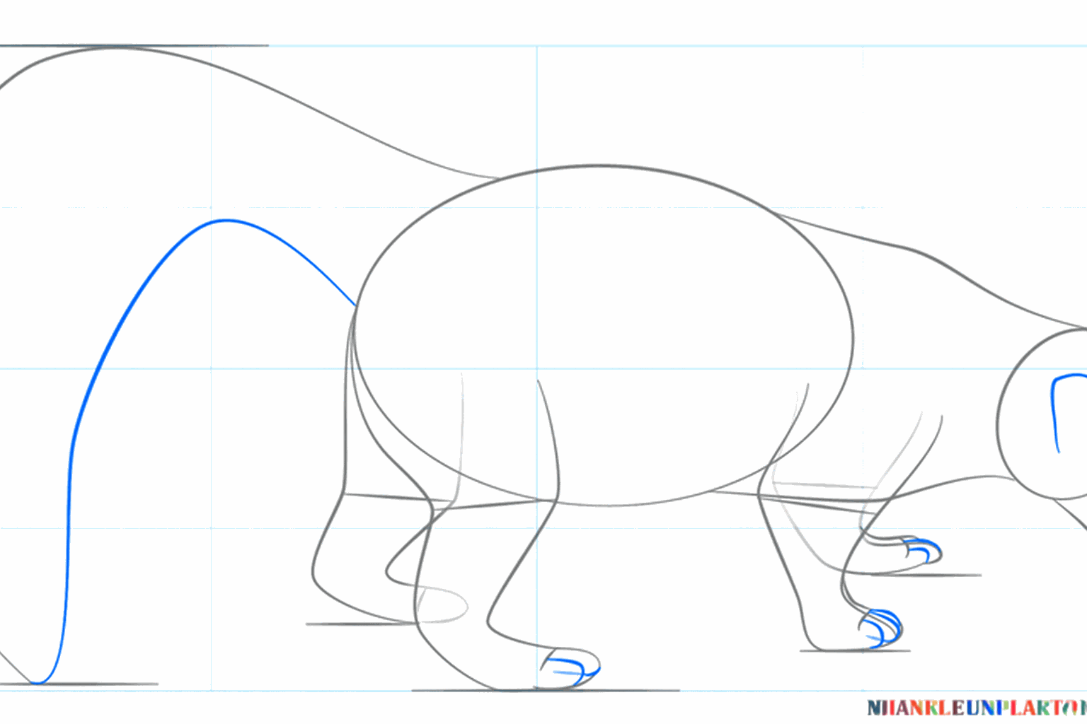 Teken een oogje en maak de staart dikker.