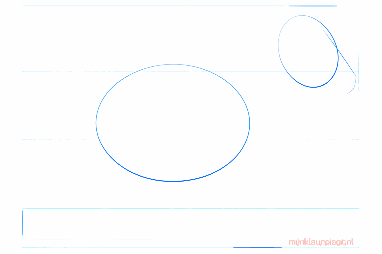 Basisvormen van een cirkel en een grote ovaal voor het lichaam van het schaap.