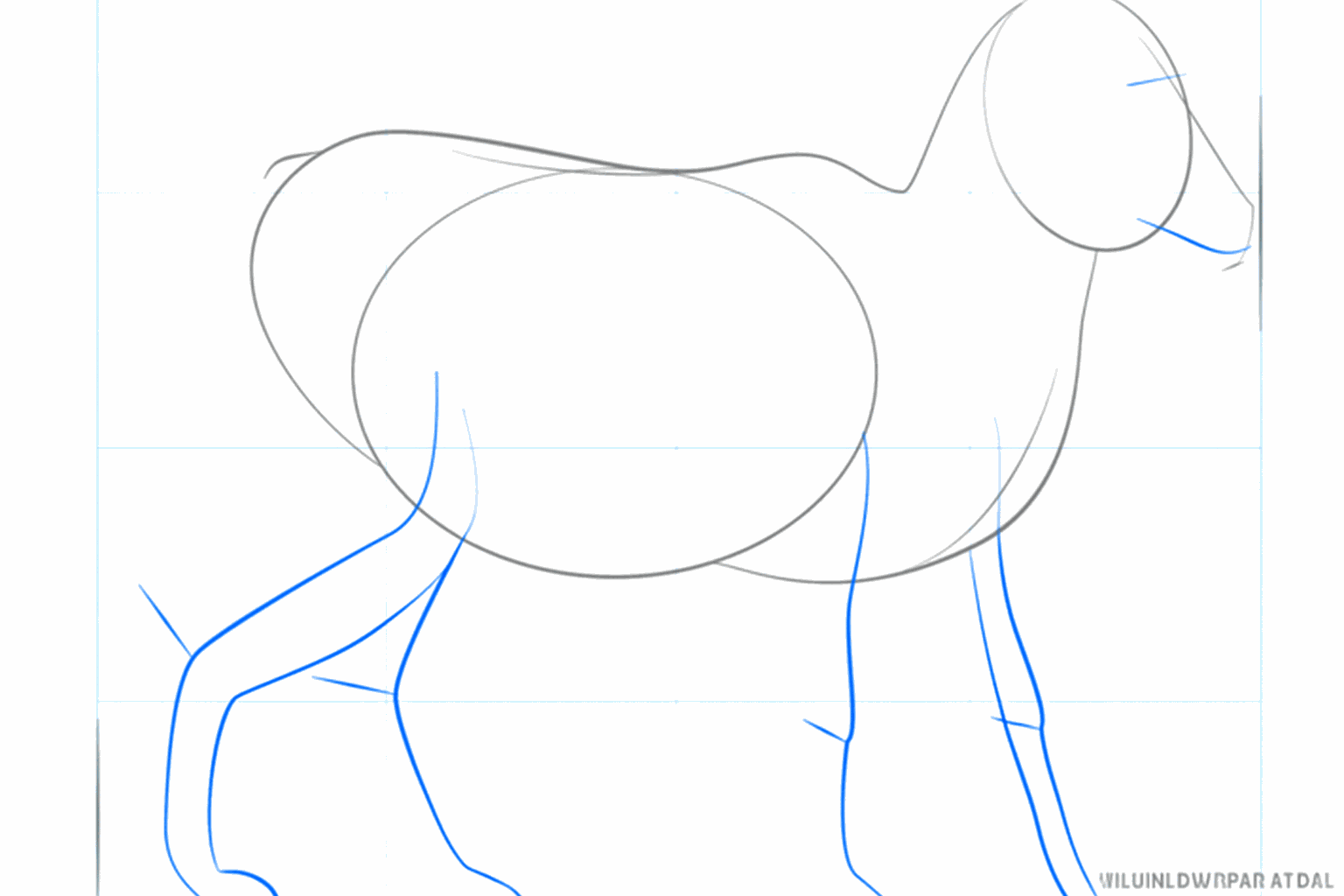 Lijnen voor de poten en kleine hulppunten in het gezicht.