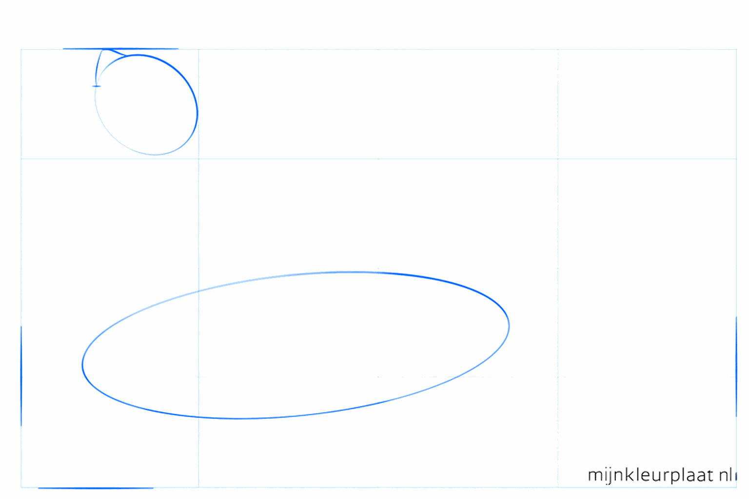 Basisvormen van een zeeleeuw: een kleine cirkel en een grote liggende ovaal.