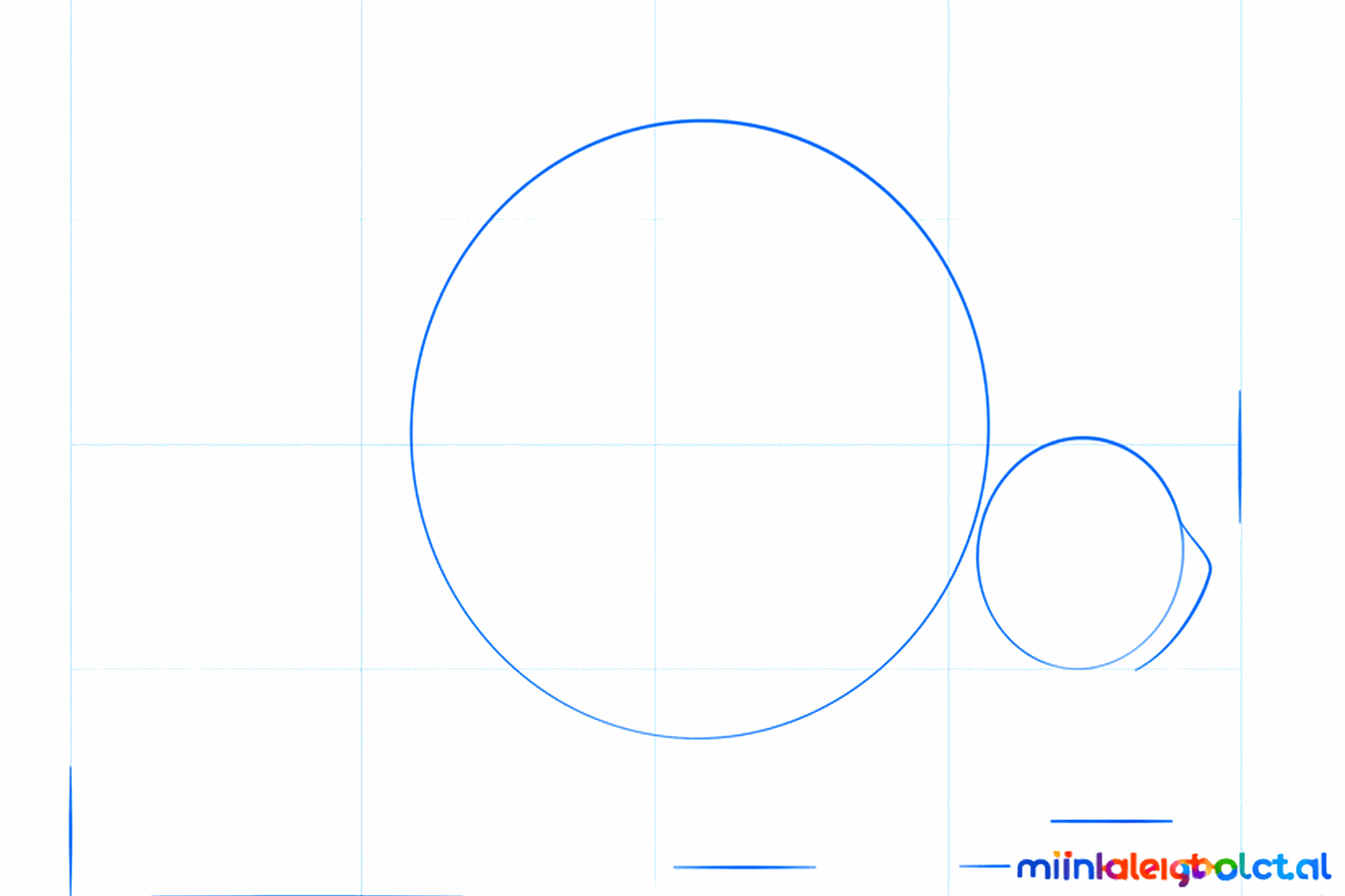Twee cirkels die de basis vormen voor het lichaam en de kop van het stekelvarken.