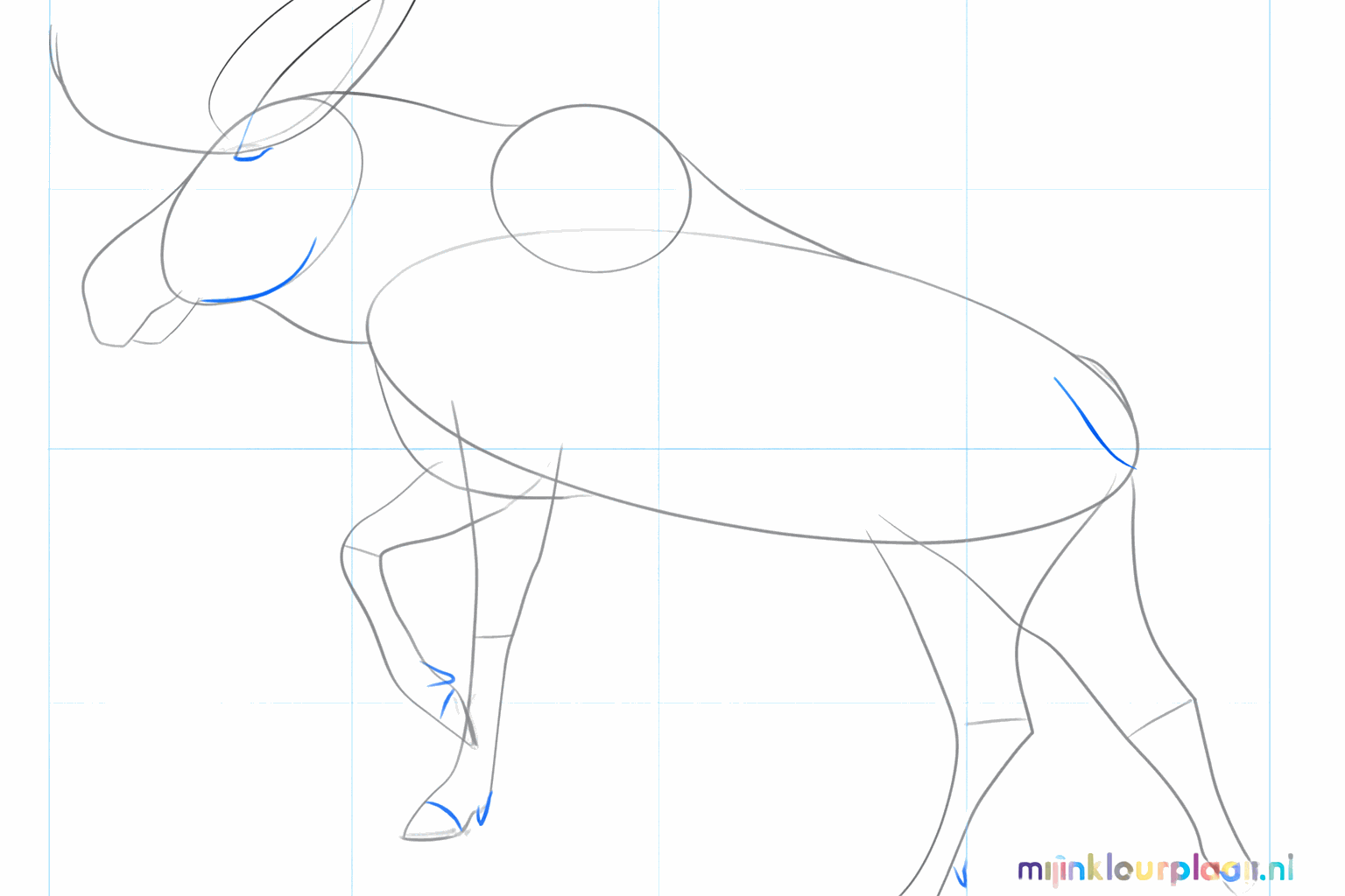 Voeg de hoeven toe en teken de basislijnen voor het gewei.