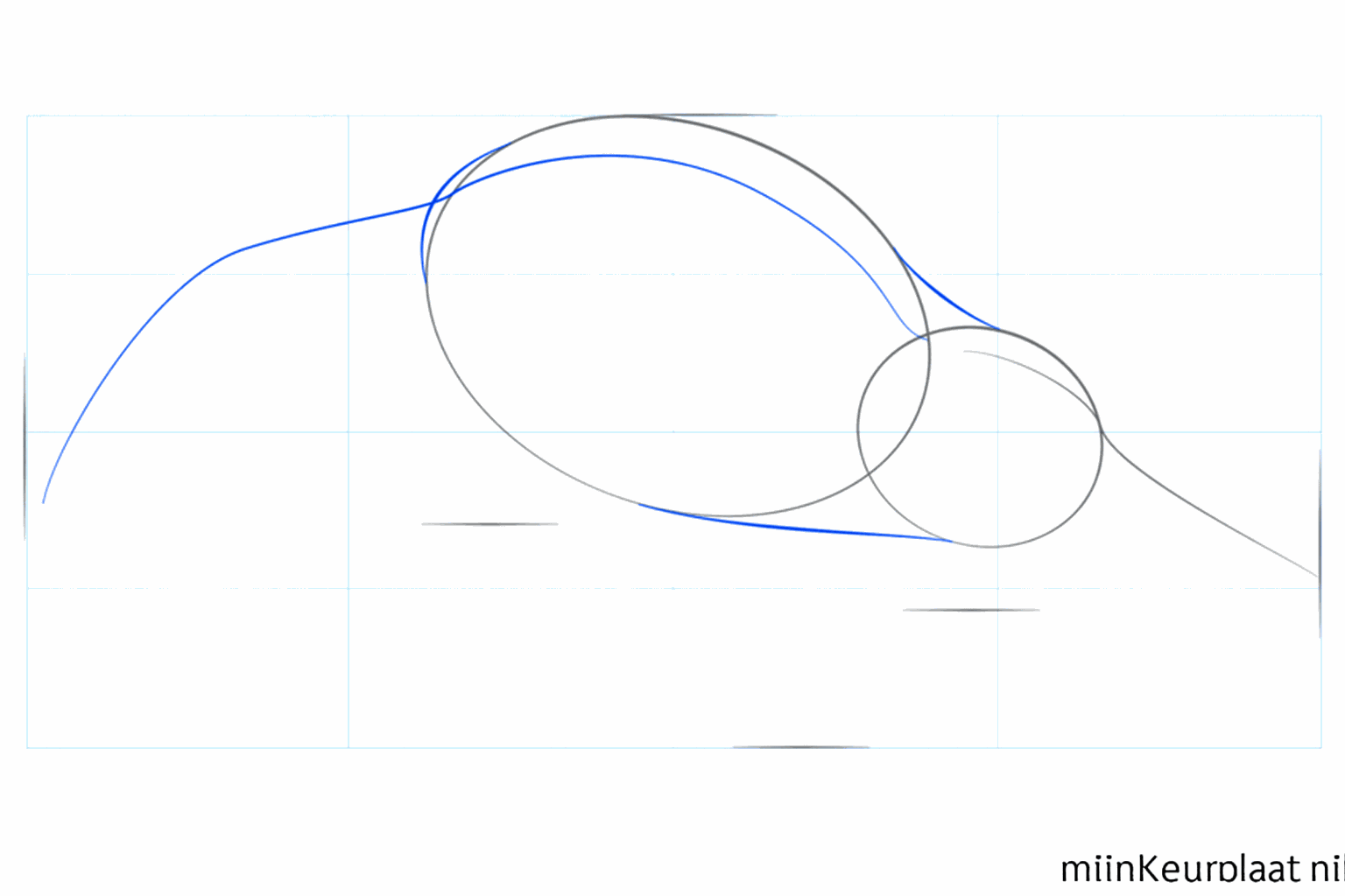 Hulplijnen voor de nek en een lange lijn aan de achterkant voor de staart.