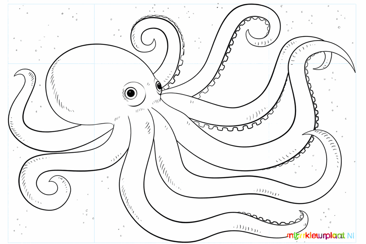 Een voltooide tekening van een octopus zonder hulplijnen.