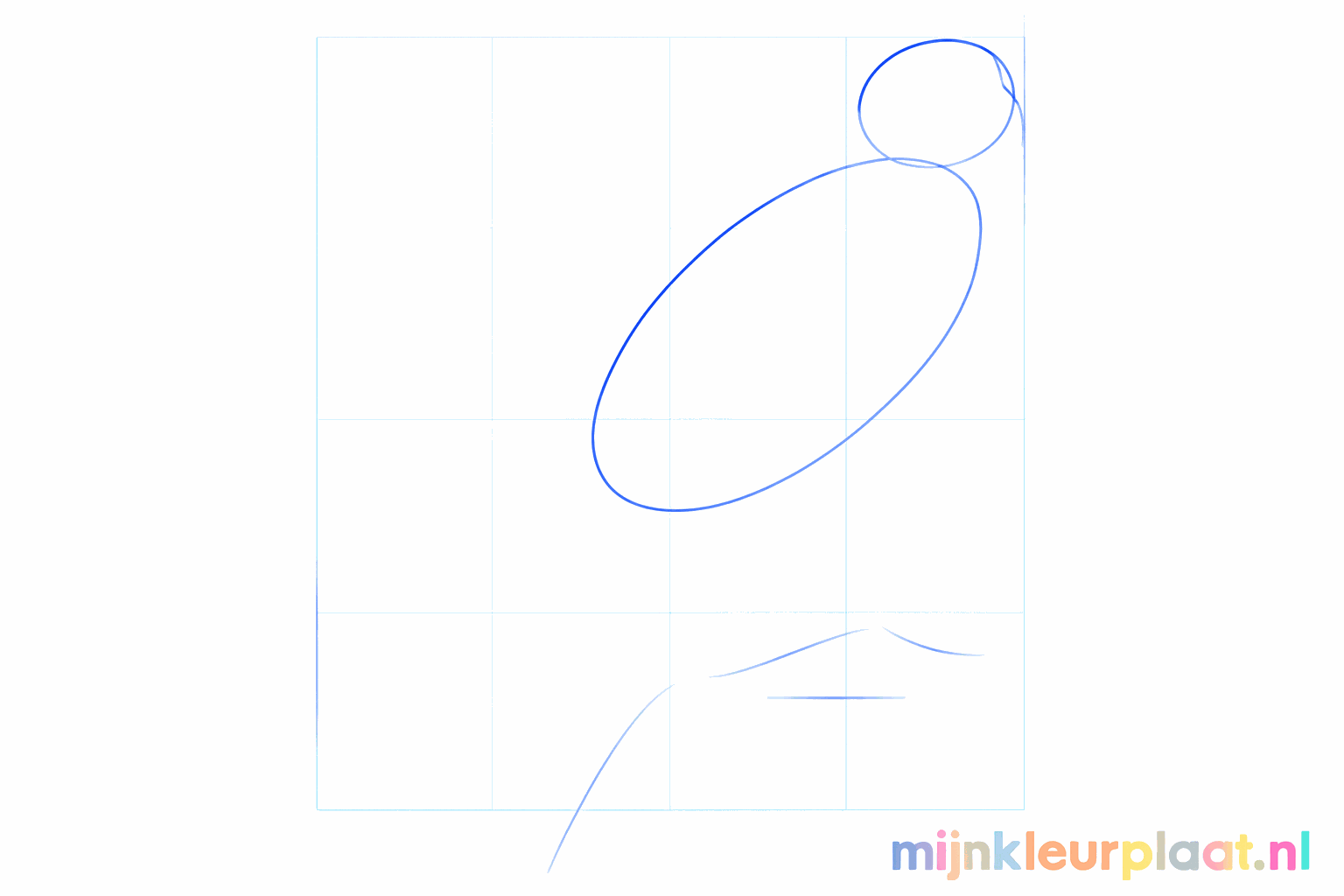 Basic shapes of a peregrine falcon: a circle for the head, an oval for the body, and a rock.