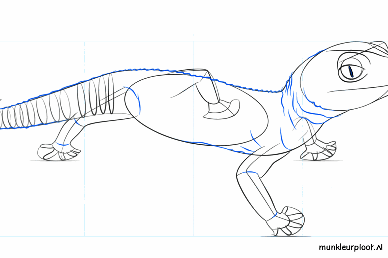 Details van de teentjes en de segmenten op de dikke staart.