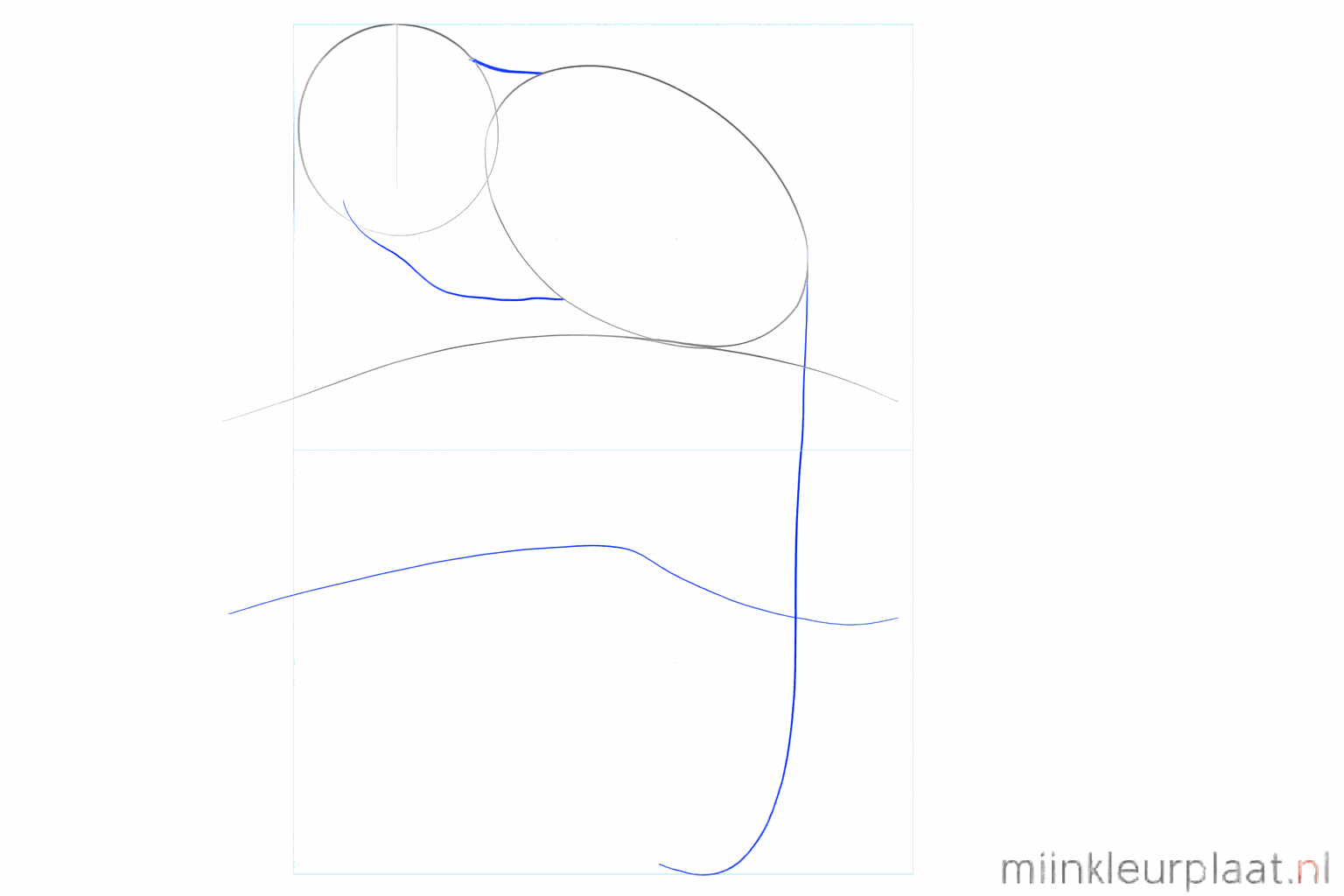 De omtrek van het lichaam en een lange gebogen lijn voor de staart van de tamarin.
