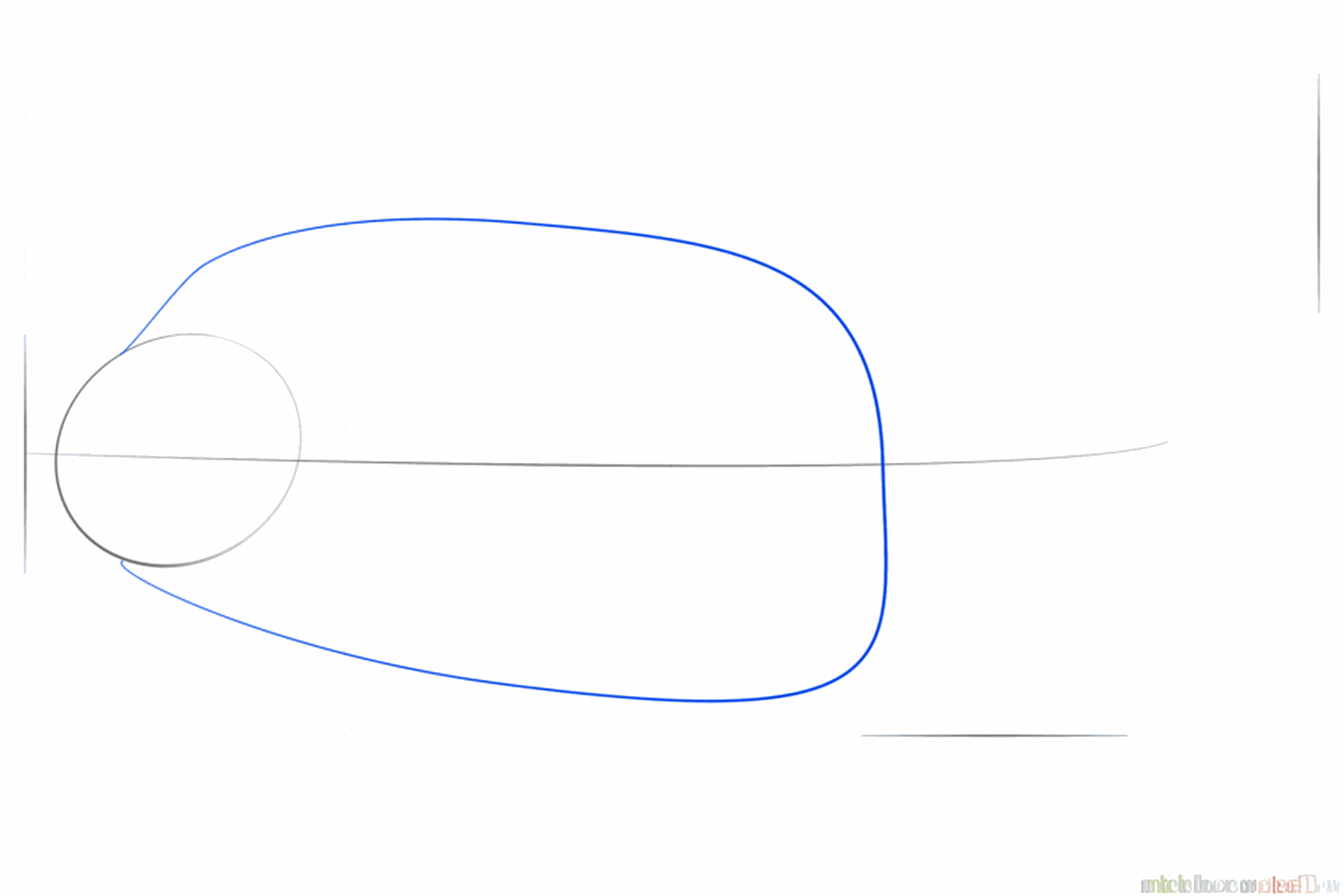 Stap 2: Teken een grote boog voor het lichaam van de vis.