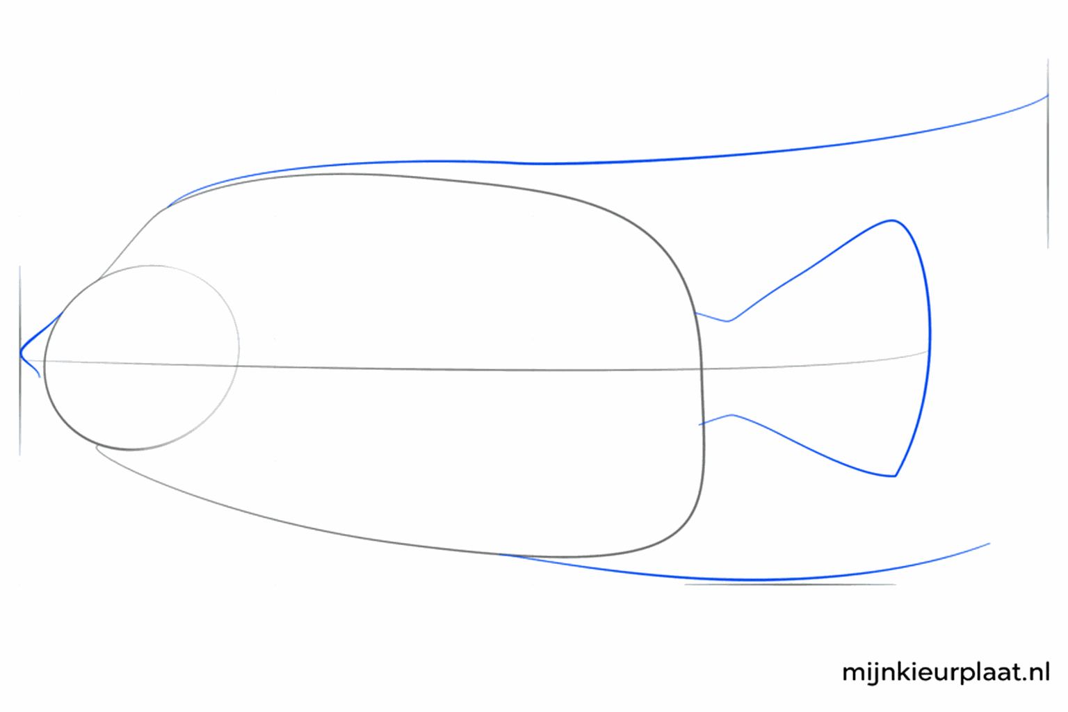 Stap 3: Voeg een mondje en lijnen voor de vinnen toe.