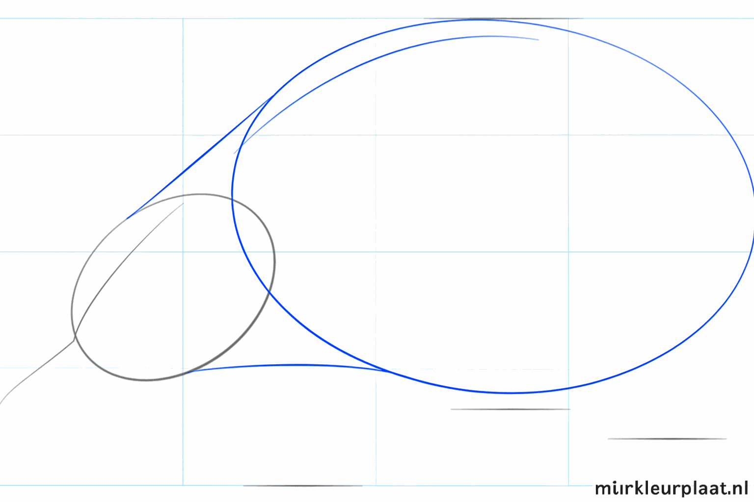 Een groot ovaal achter de kop tekenen voor het lichaam van de mierenegel.