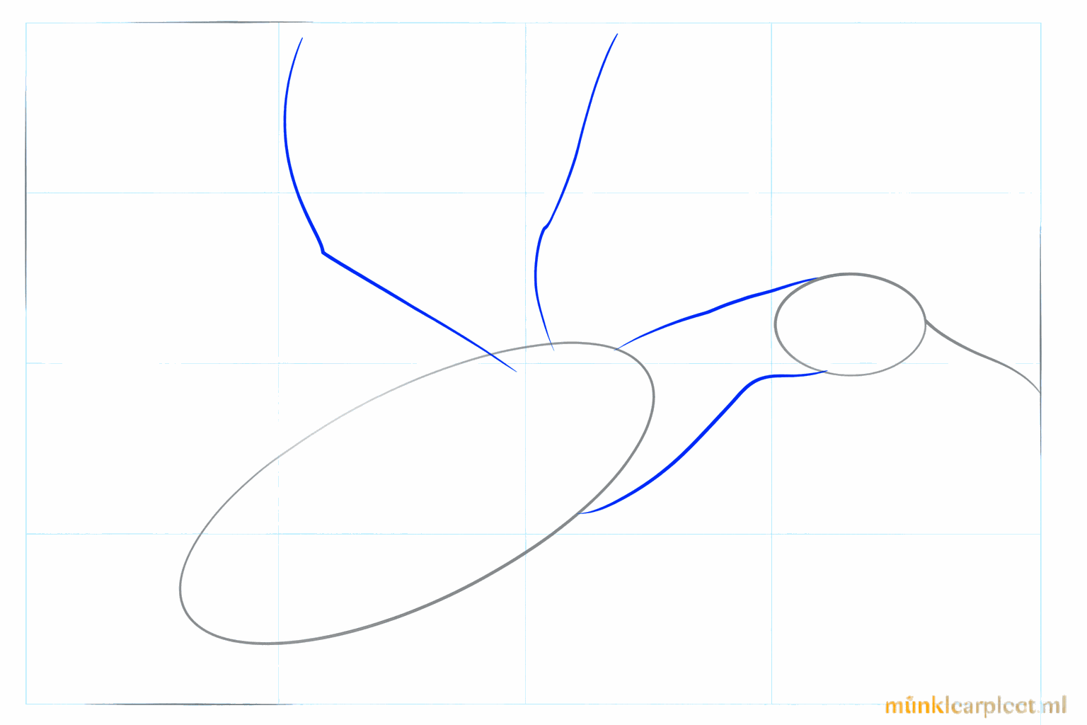 Guide lines for the neck and the start of the wing on the duck's body.