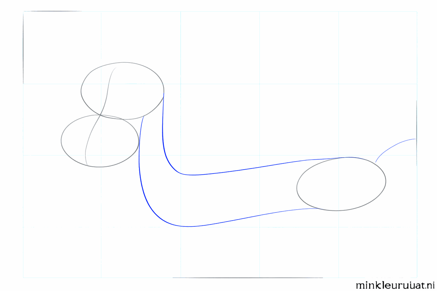 The neck lines and a small tail connecting the ovals of the reindeer.