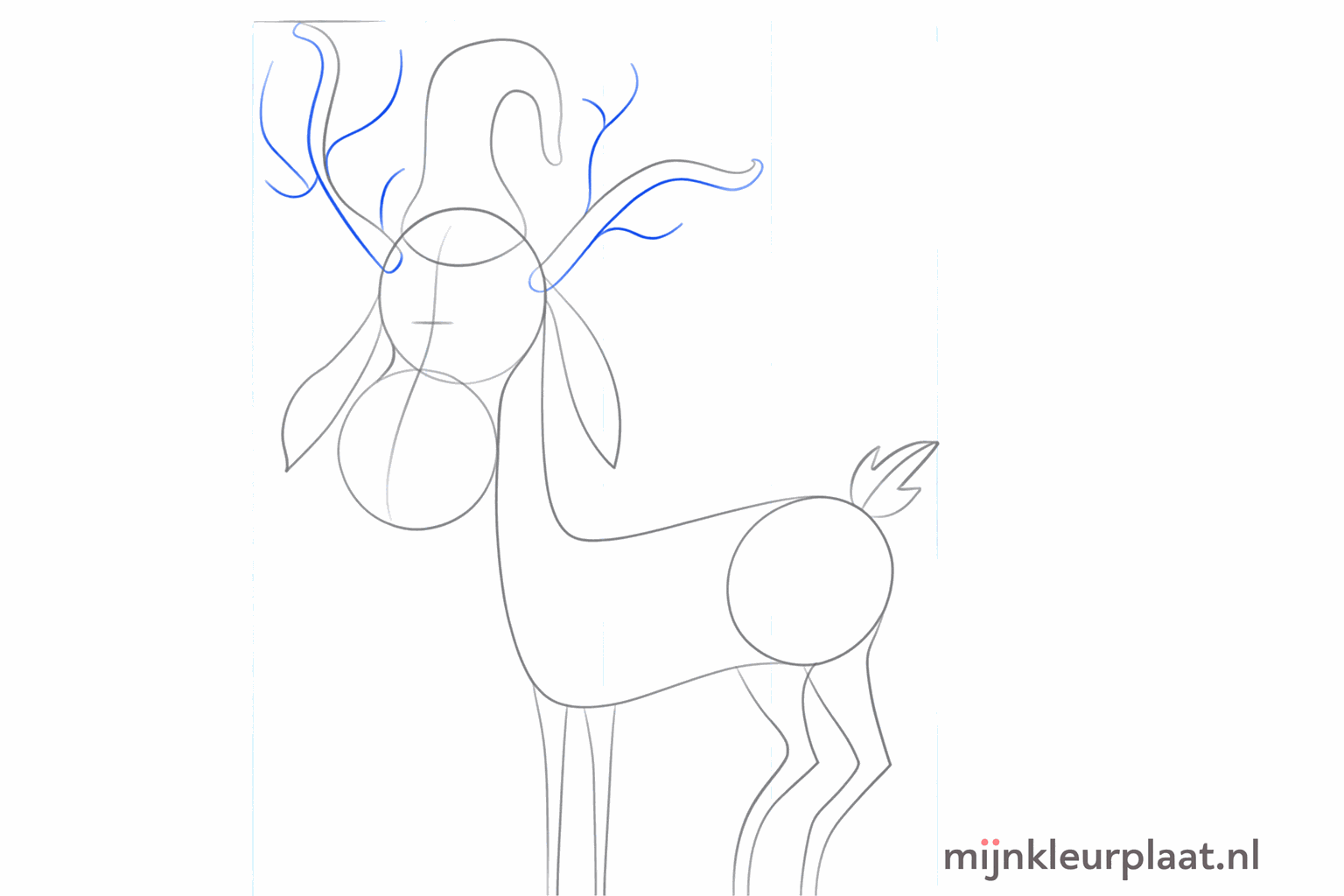 Two long lines on top of the head for the reindeer's antlers.